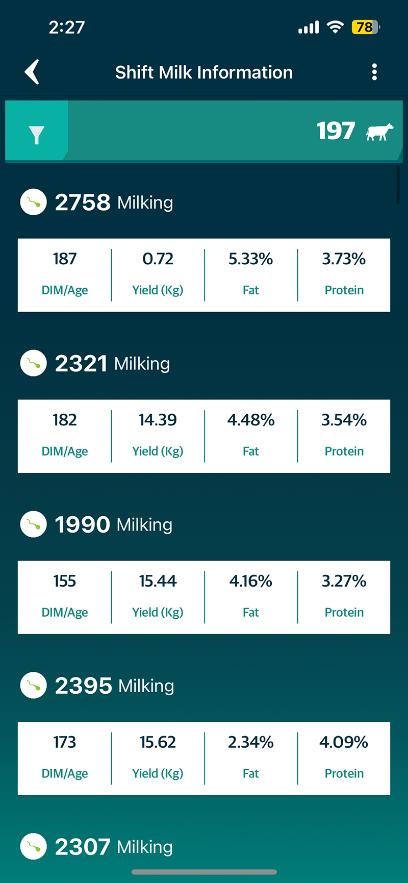 SenseHub Dairy milk sensors data example